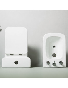 Combo Inodoro Largo Mochila y Bidet Triple Agujero Nova 2
